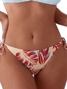 Onia Kate Side Tie Bikini Bottom Large Ratti Italy Oversized Palms Tan Multi New